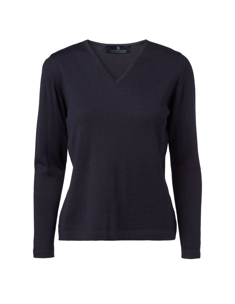 Clipper Damen Strickpullover V-Ausschnitt "Copenhagen" navy Gr. 2XL